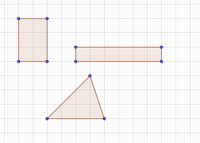 Las siguientes figuras tiene un área de 6 cm^2. Expliquen porque en el triángulo entran 6 cuadrados de un cm de lado.