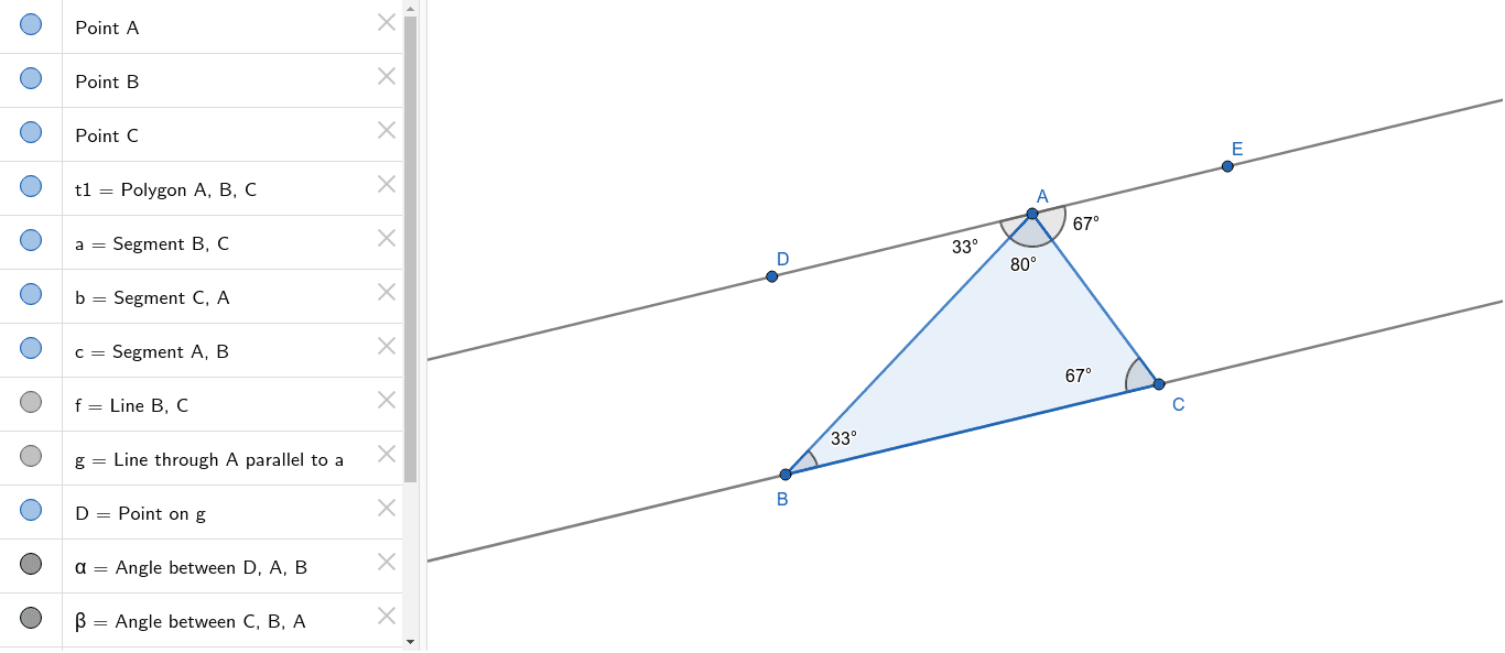 三角形の内角の和 Geogebra