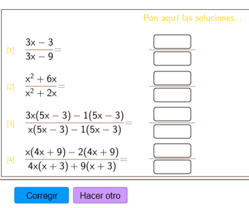 Simplificar Fracciones (Fácil) (A)
