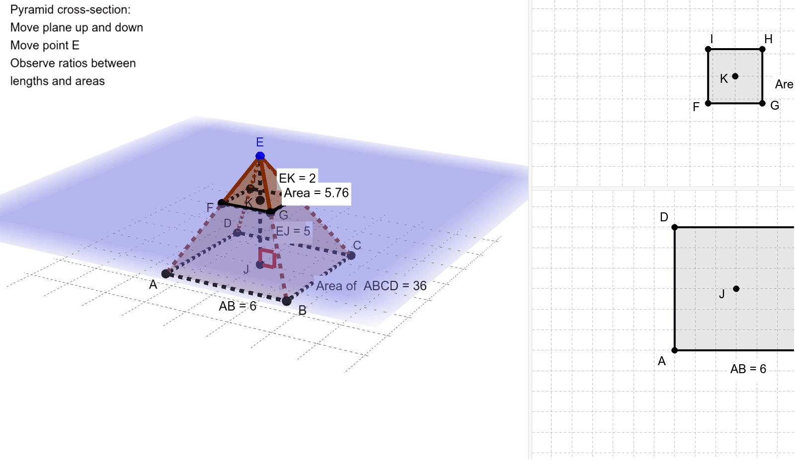 Pyramid cross section – GeoGebra