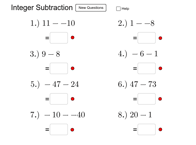 Integer Subtraction – GeoGebra