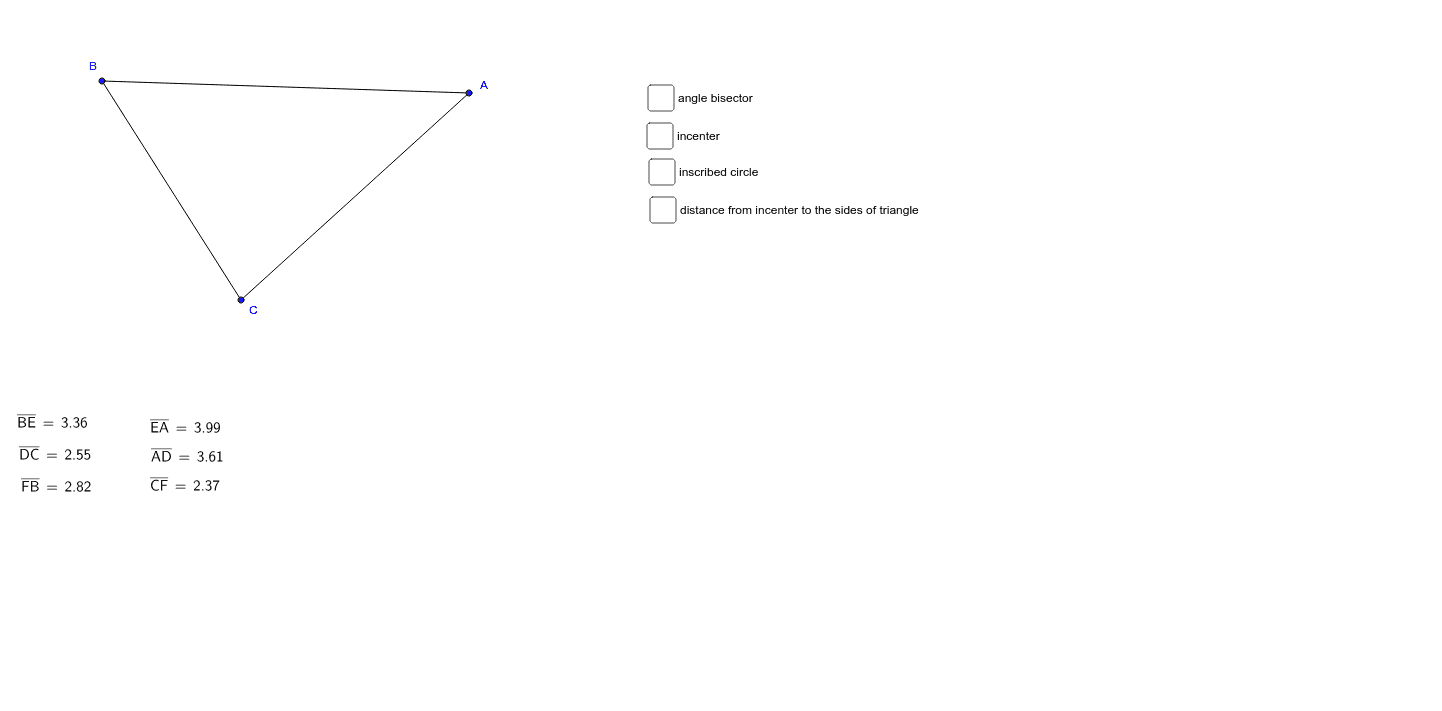 Angle Bisectors of triangles GeoGebra
