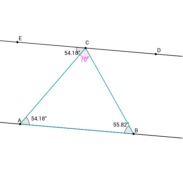 Proof Sum of angles in a triangle is 180 degrees GeoGebra