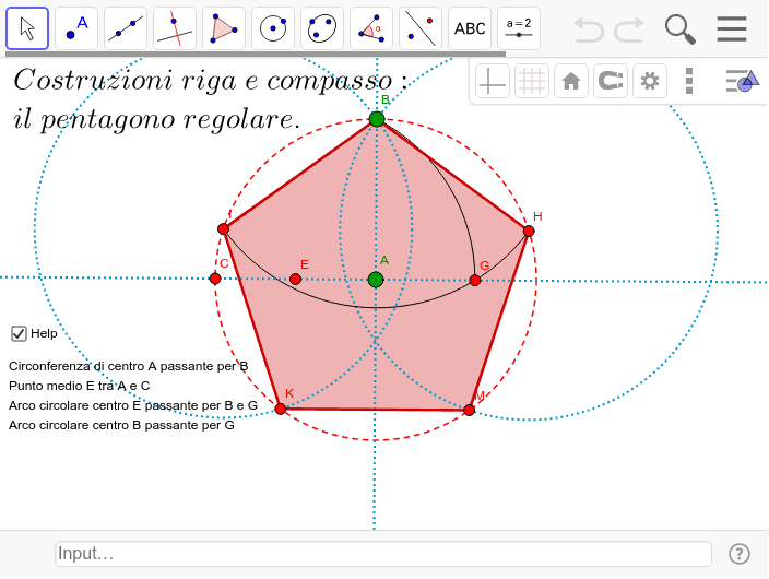 Costruzioni riga e compasso il pentagono GeoGebra