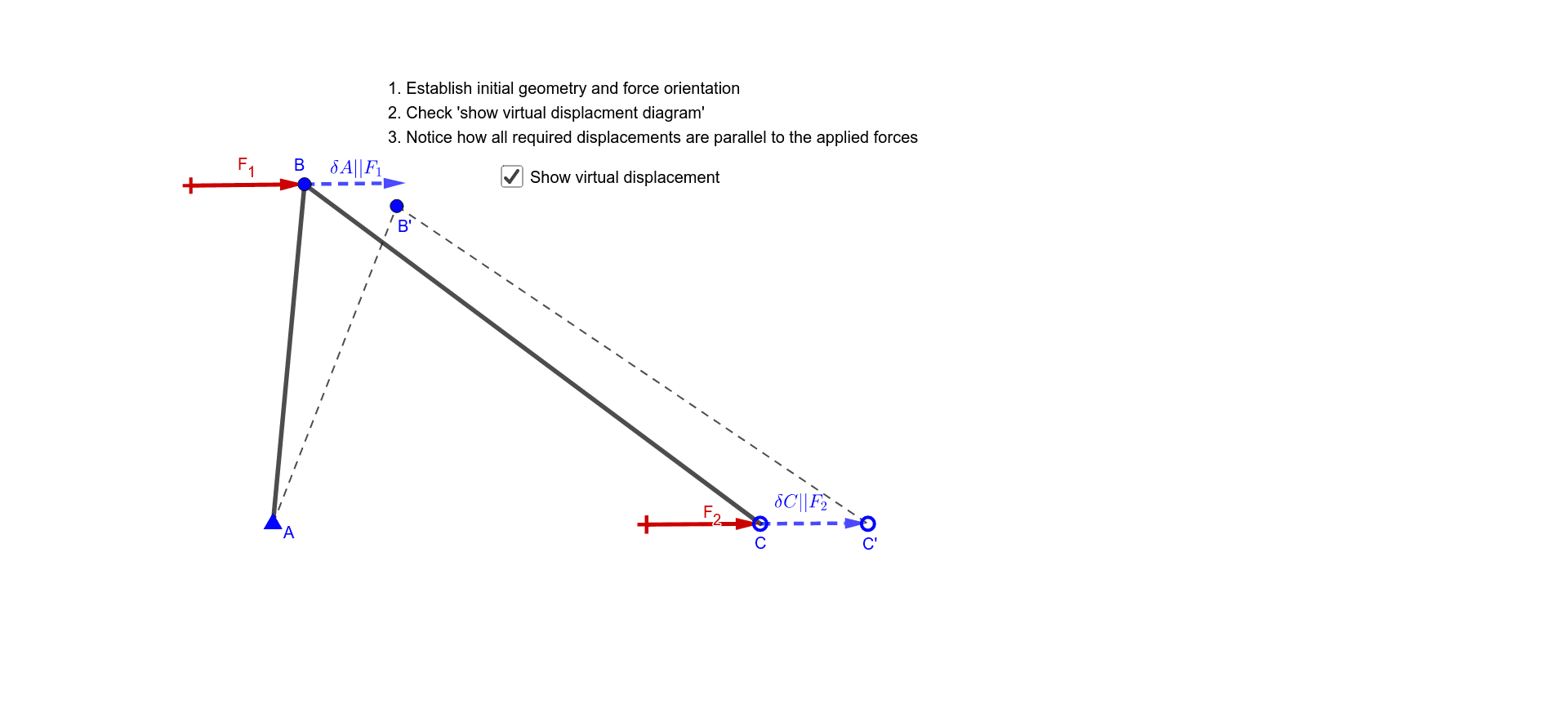 Virtual Displacement Diagram GeoGebra