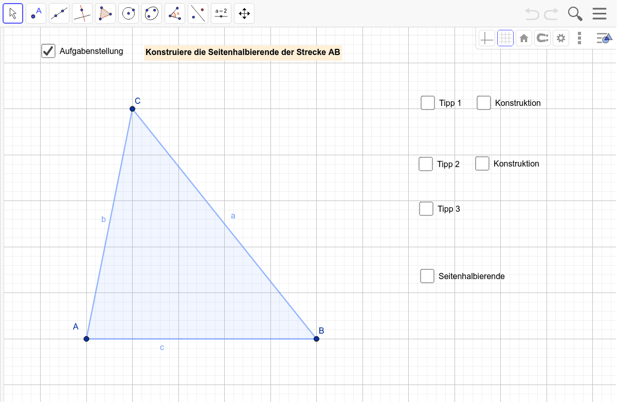 Mittelsenkrechte und Seitenhalbierende am Dreieck GeoGebra