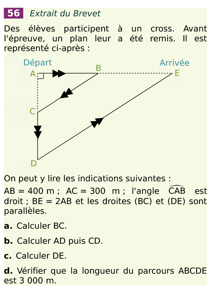 On enlève toutesles questions:
En combien de temps Antoine fera-t-il ce parcours en courant à 9 km/h.