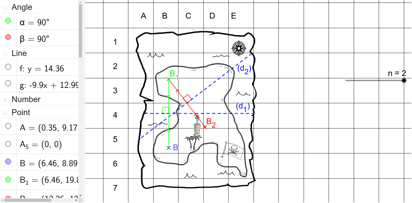 Exercice De Geometrie Carte Au Tresor Symétrie axiale Carte aux trésors – GeoGebra