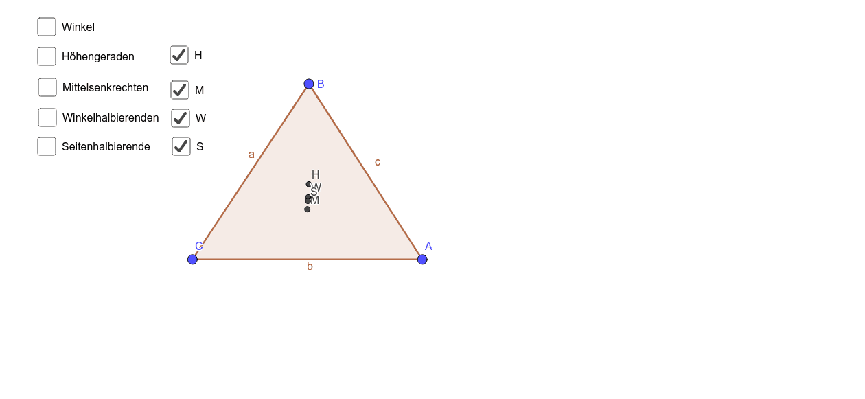 Schnittpunkte besonderer Linien im Dreieck – GeoGebra