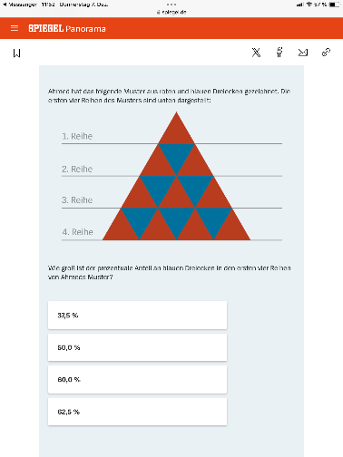 Frage 1 des PISA-Tests 2022 © Der Spiegel