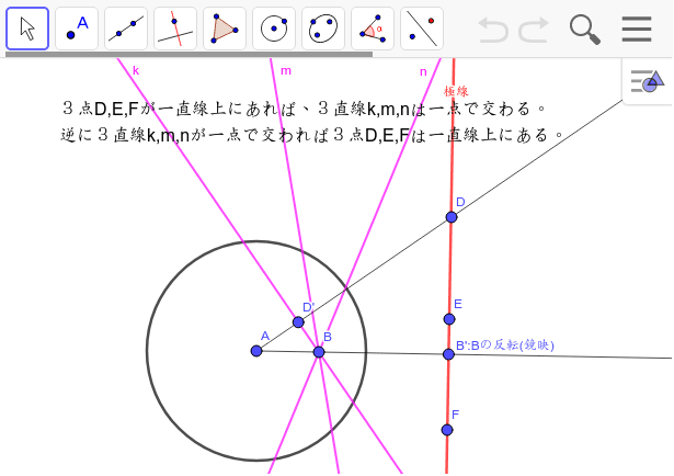 ピンクの線はDEFの極線