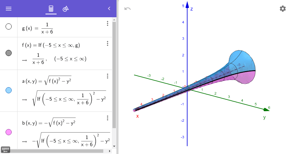 Gabriel's Horn Virtual Exploration in GeoGebra Augmented Reality