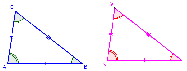 Consider the following two triangles: