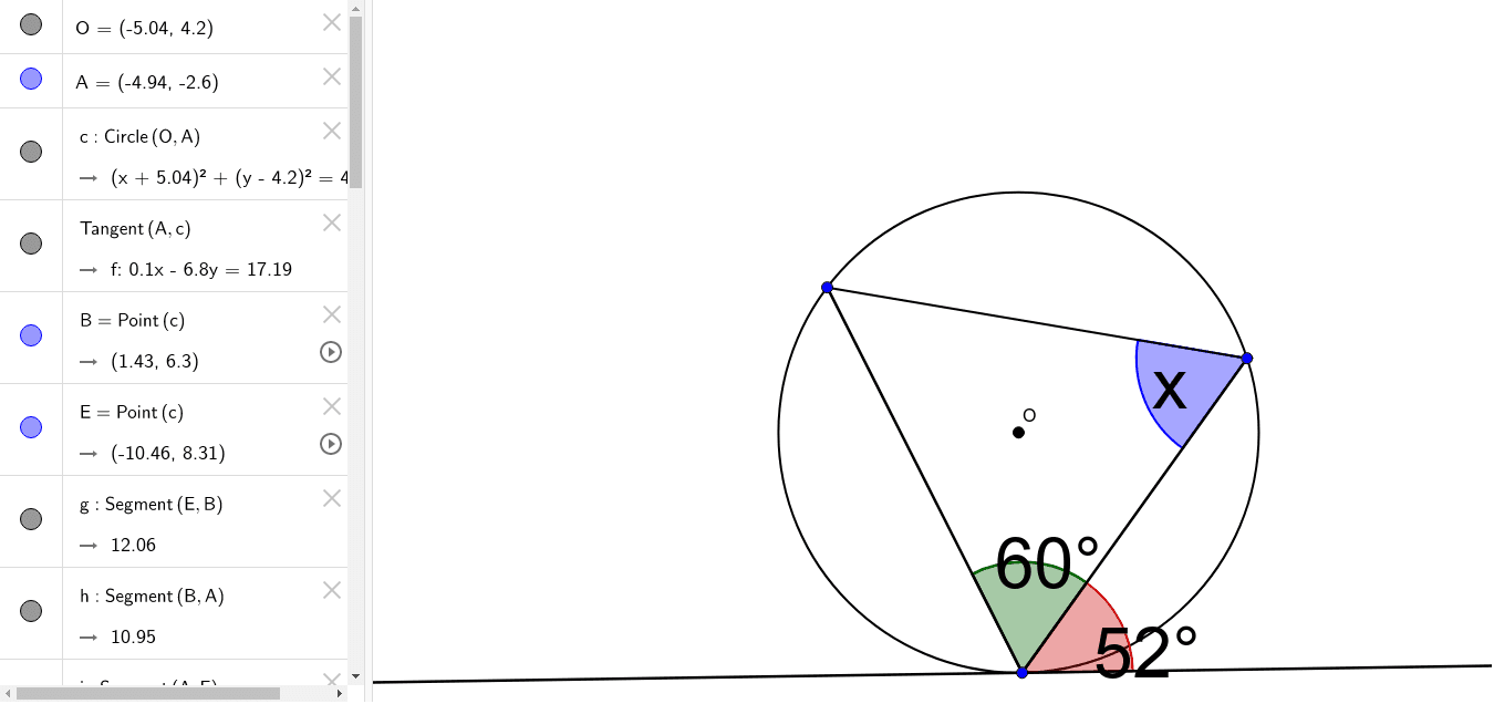 接線と弦のつくる角 例題2 Geogebra 接線と弦のつくる角 例題2 Geogebra
