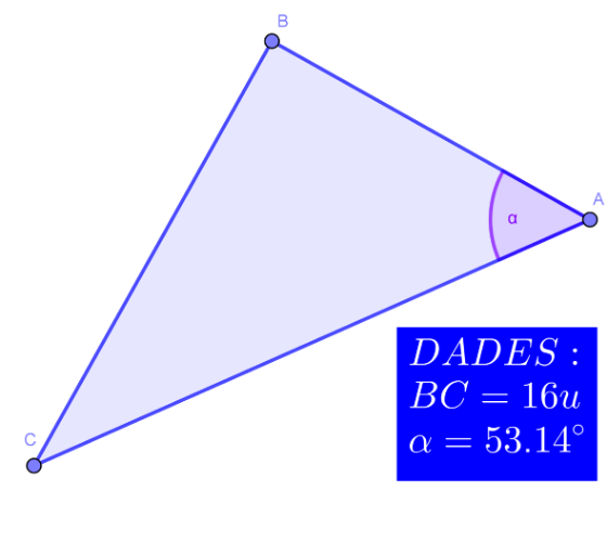 Observa el següent triangle rectangle. Digues tota la informació que siguis capaç d'esbrinar a partir de les dades. Impressiona'm!