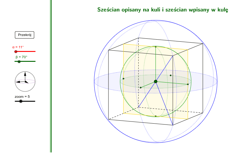 Kulę Sześcian I Stożek Zanurzono W Cieczy Sześcian opisany na kuli i sześcian wpisany w kulę – GeoGebra