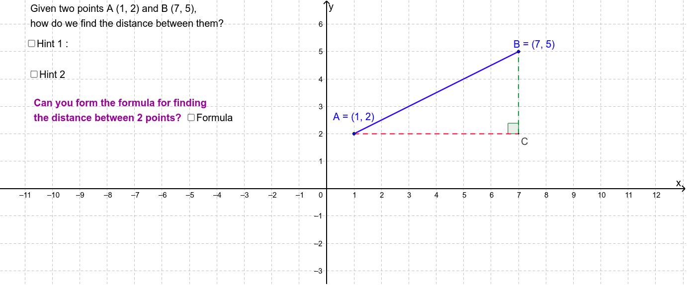 Distance Between Two Points (Length of Line Segment) – GeoGebra
