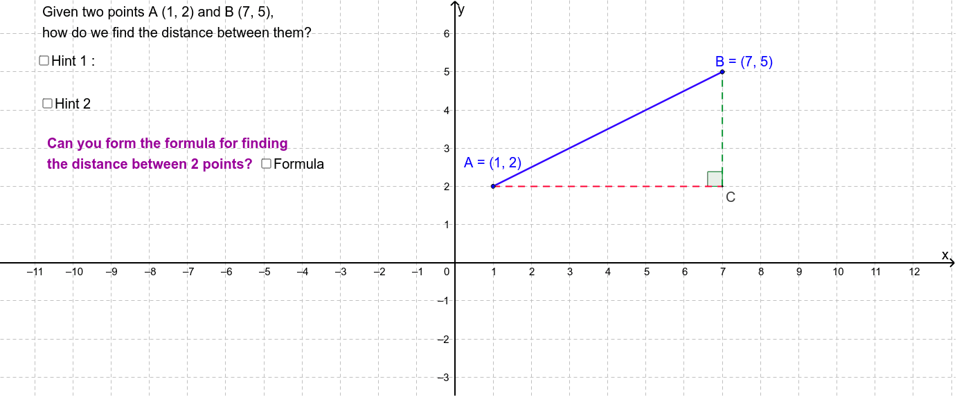 Distance Between Two Points Length Of Line Segment GeoGebra