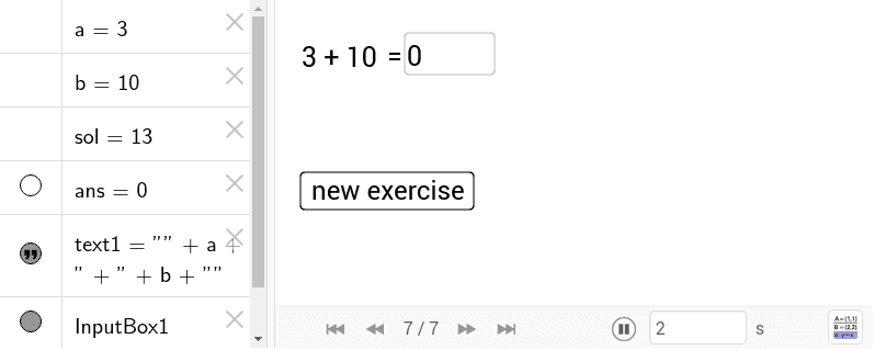 Input Box for answering – GeoGebra
