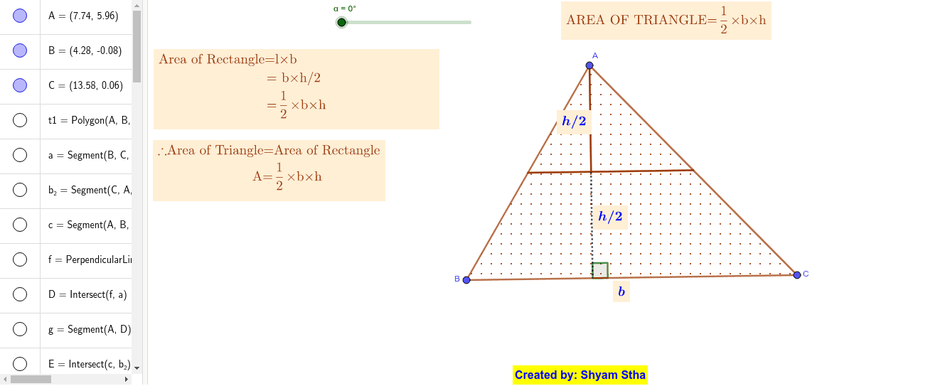 Area Of Triangle Formula Prove Geogebra Area Of Triangle Formula Prove Geogebra