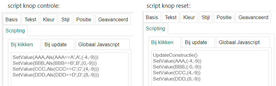 scripts van de twee knoppen