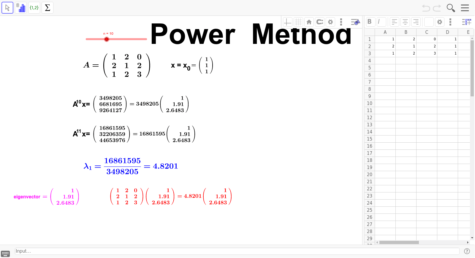 Power Method – GeoGebra