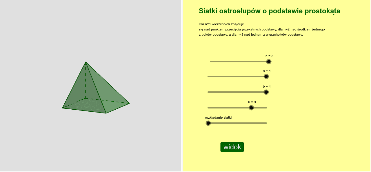 Znajdź Wśród Rysunków Siatki Ostrosłupów I Je Pokoloruj Siatki ostrosłupów o podstawie prostokąta – GeoGebra