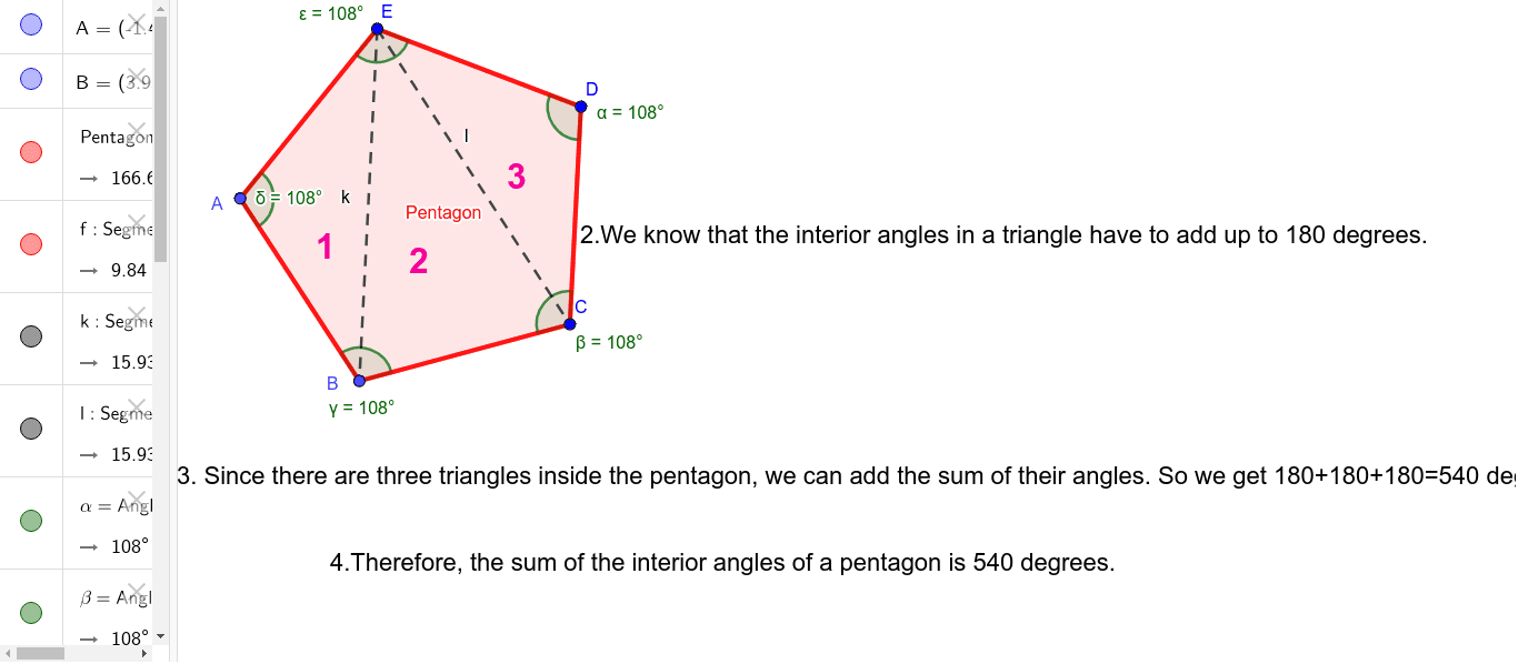 Interior Angles Of A Pentagon Geogebra