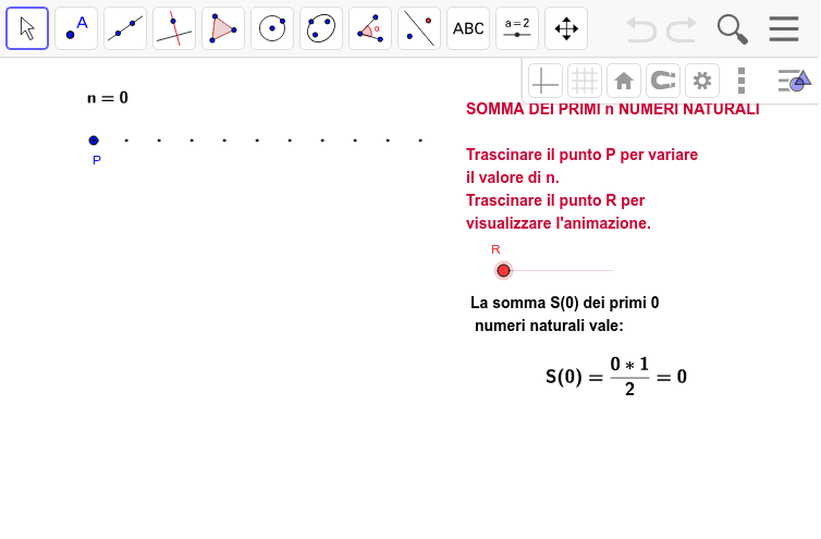 Somma dei primi n numeri naturali – GeoGebra