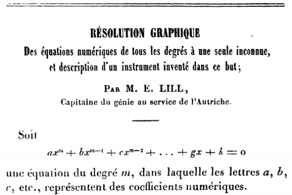 Inspiré par la méthode de E. Lill, Capitaine du génie (1867).