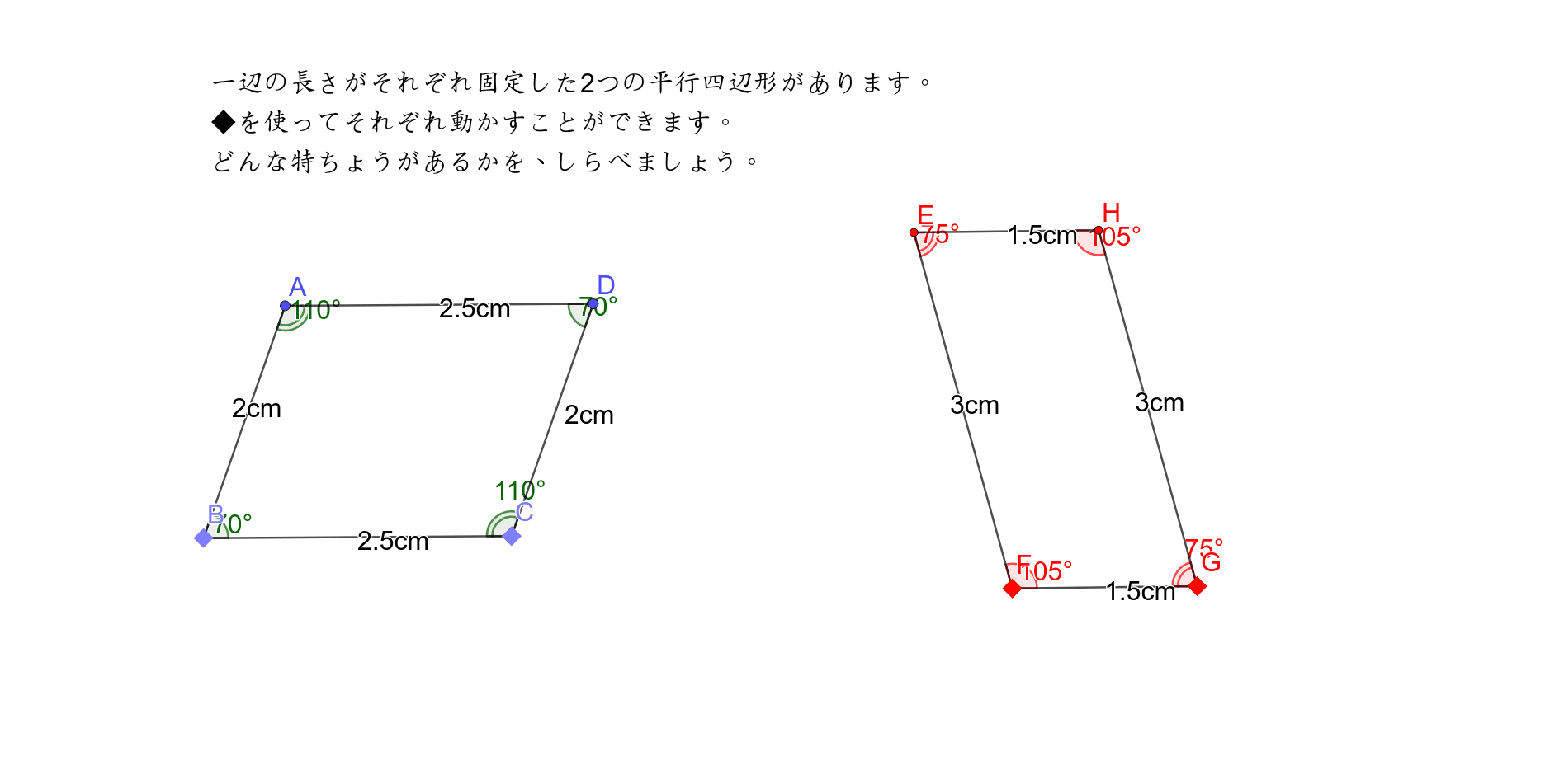 小学4年 平行四辺形にはどんな特徴がありますか Geogebra