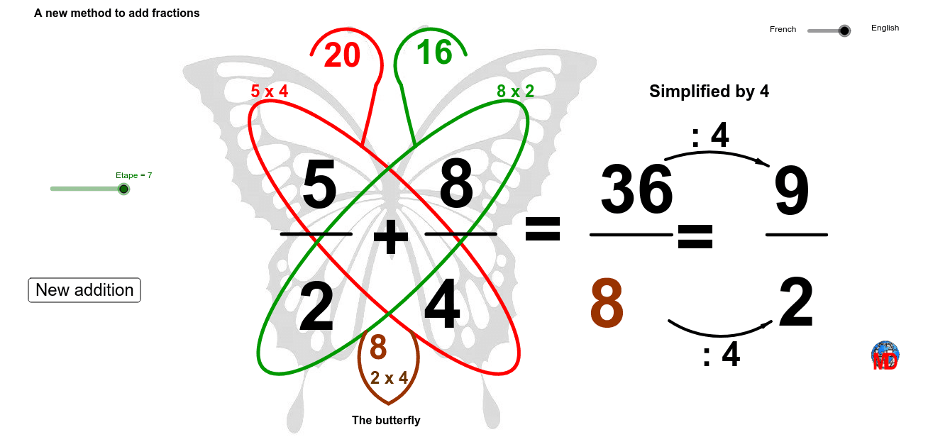 The butterfly effect for adding fractions geogebra