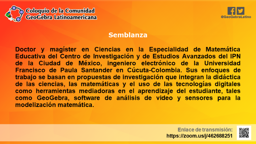 Comunidad GeoGebra Latinoamericana (2019). [i]Sesión 8 [evento de Facebook][/i]. Recuperado de [url=https://www.facebook.com/GeoGebraLatino/photos/pcb.707047449761422/429089251064483/?type=3&theater]https://www.facebook.com/GeoGebraLatino/photos/pcb.707047449761422/429089251064483/?type=3&theater[/url]