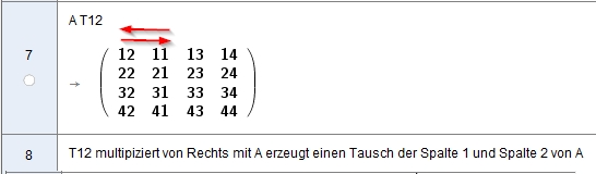[size=100]Anwenden der Tauschmatrix T12 zum Spaltentausch[/size]