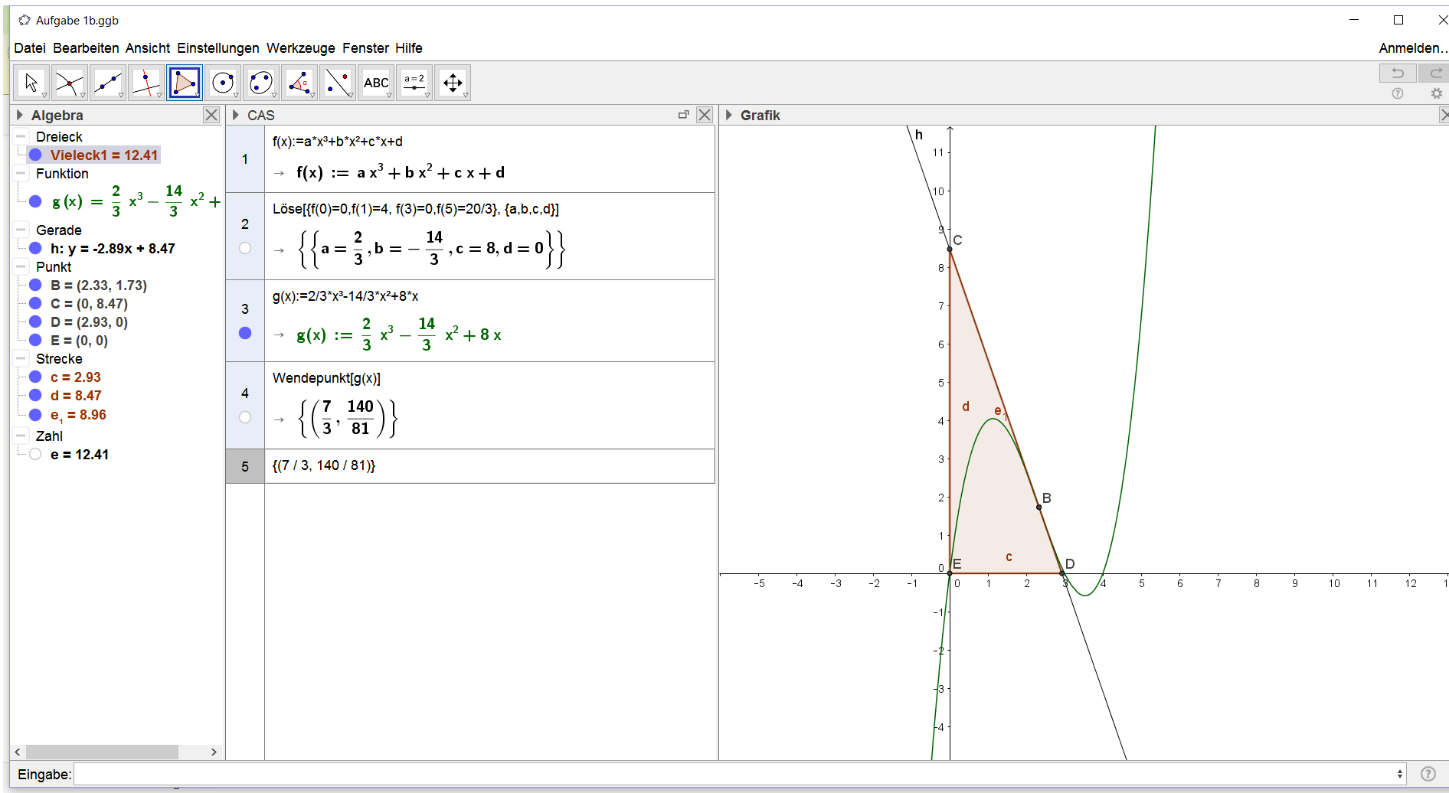 Füge die Lösung meiner Aufgabe von GeoGebra als Bild ein, da ich es als GeoGebra Datei nicht hochladen kann.

Es wird nicht gespeichert und der Text "The base64 data of GeoGebra applet must not be NULL"?