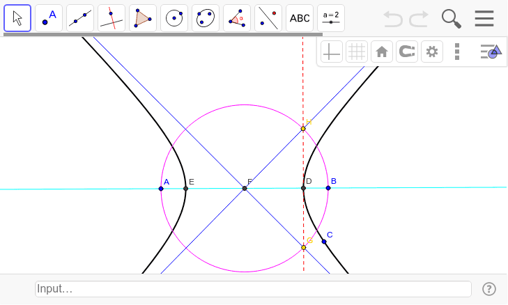 双曲線の漸近線の描き方 Geogebra