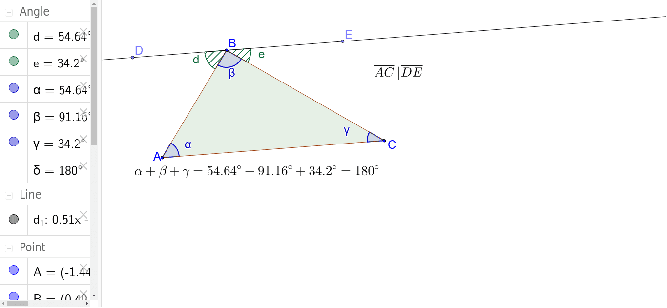 Teorema De Los ángulos Interiores De Un Triángulo Geogebra