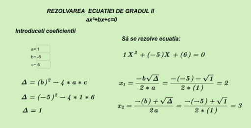 Plan De Lecție Ecuaţia De Gradul Al Ii Lea Geogebra