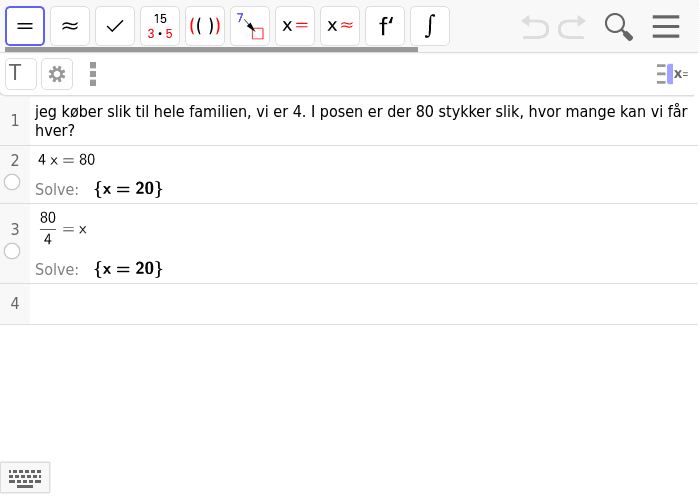 regnehistorier som ligninger, skriv gerne flere muligheder hvis du kan!