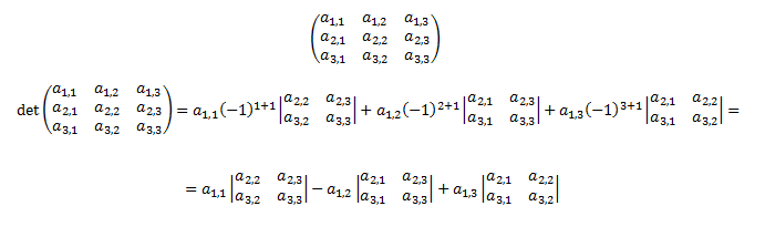 Laplace de la matriz de dimensión 3x3 por la fila 1[b]
[/b]