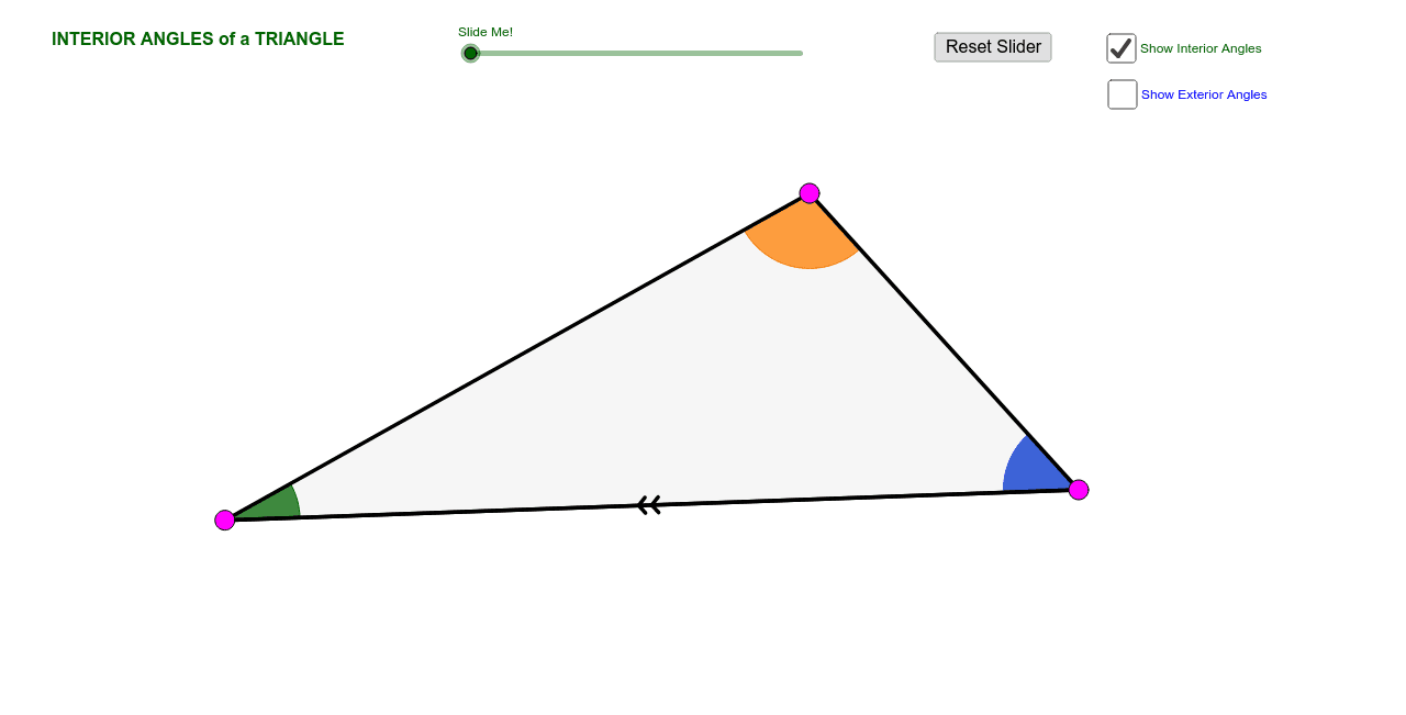 Triangle Interior Exterior Angle Sum Theorems Ii Geogebra
