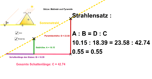 Strahlensatz Pyramidenhoheberechnung Nach Thales Von Milet Geogebra