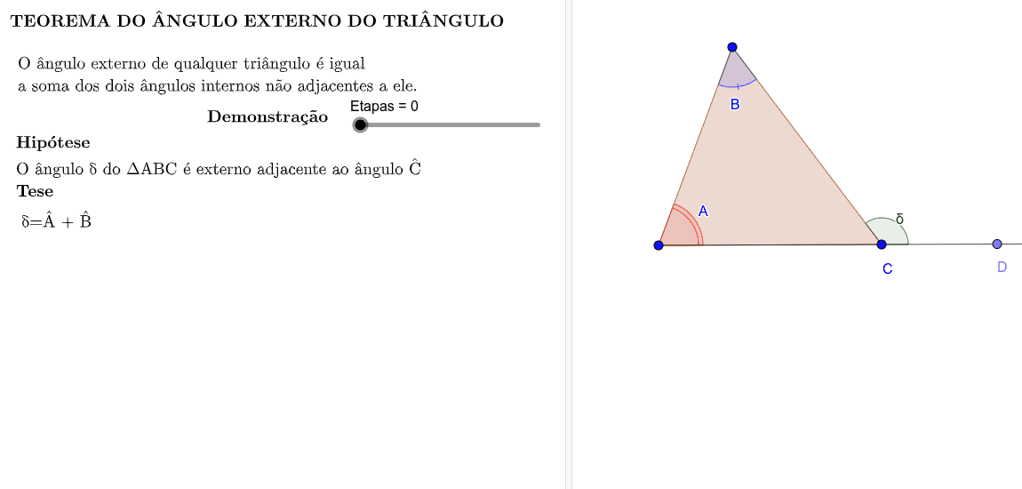 Teorema do Ângulo Externo do triângulo Pressione Enter para iniciar a atividade