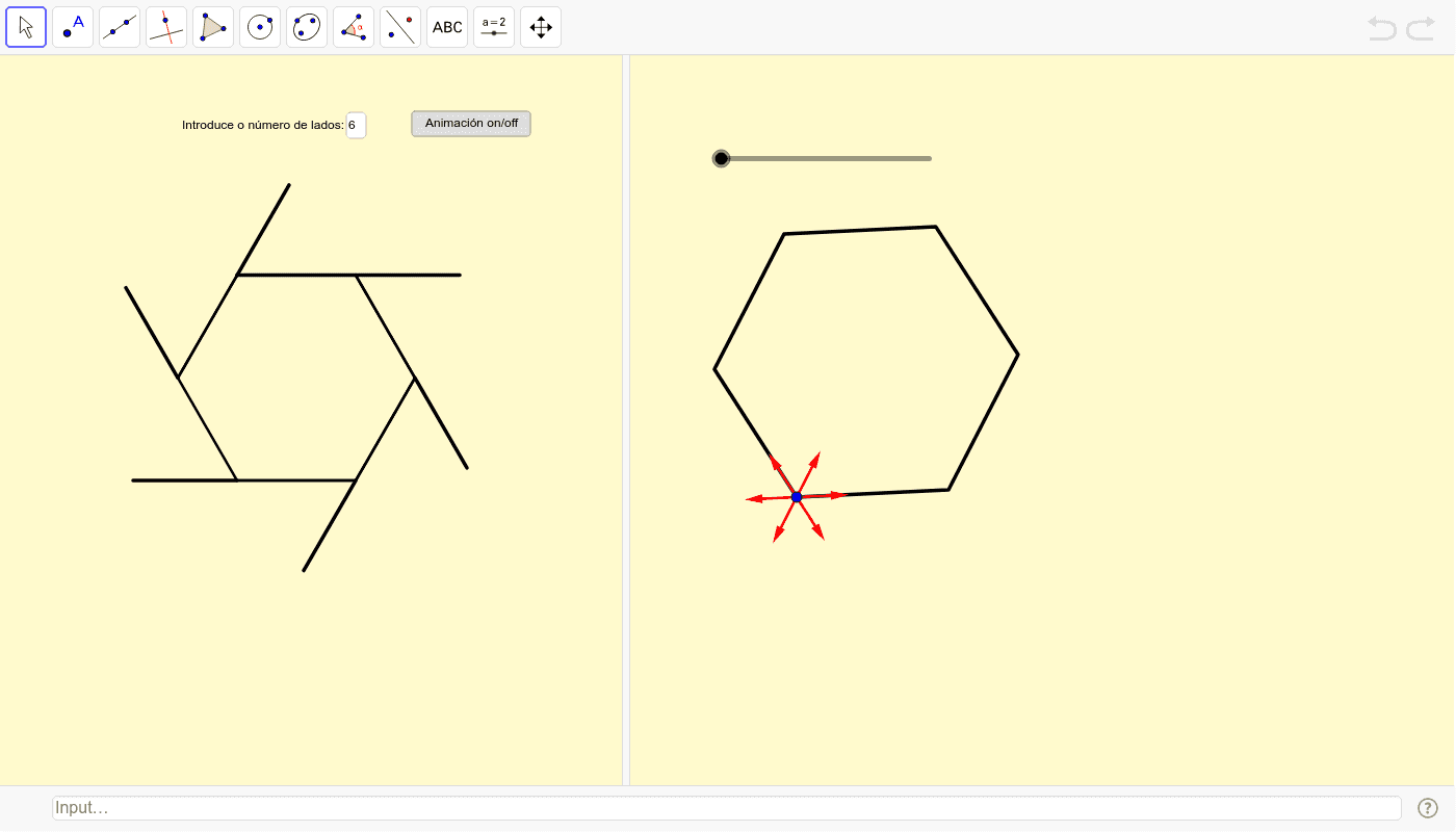 Suma dos ángulos exteriores dun polígono GeoGebra