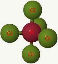 Imagen de una molécula de pentacloruro de fósforo.