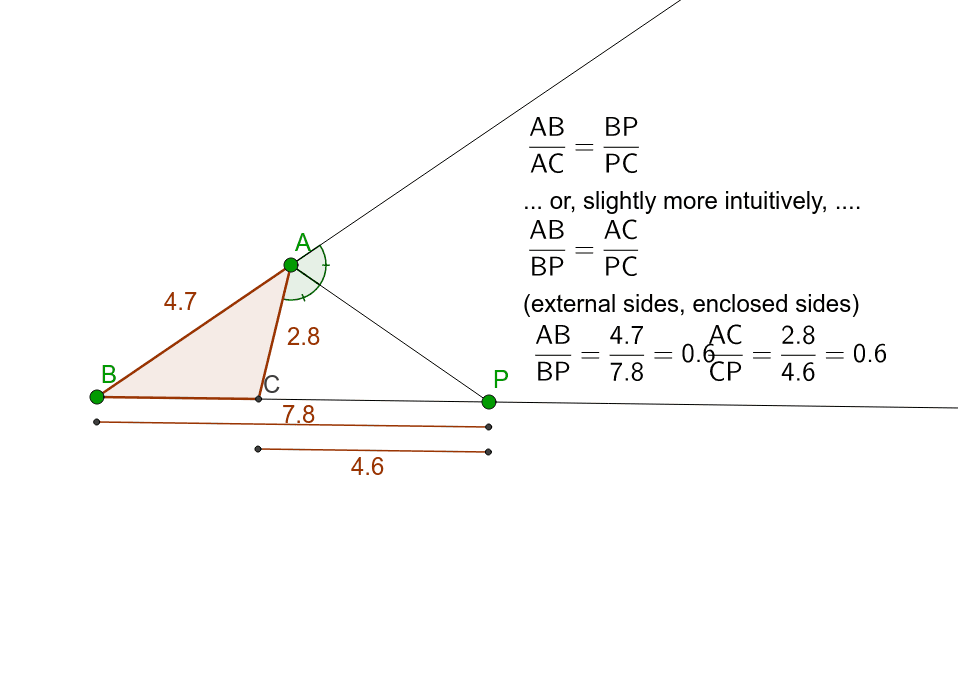 Angle bisector theorem (external) GeoGebra Angle bisector theorem (external) GeoGebra