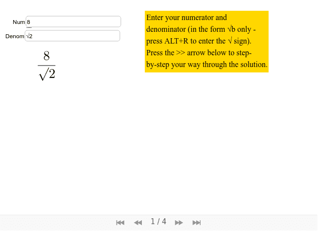 Step-by-Step: Rationalising (simple) denominator