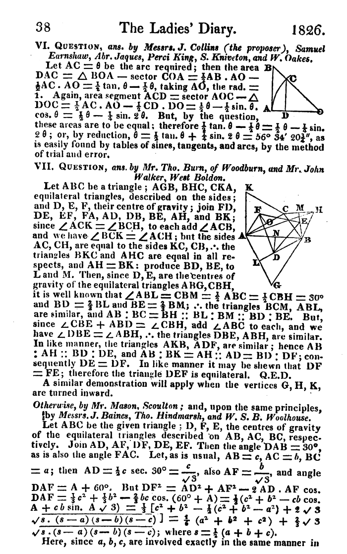 Demostración de 1826 publicada en el Diario de las Damas.