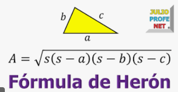 Comprueba que la fórmula de Herón permite cálcular el área del triángulo a partir de sus lados