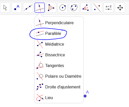 Bouton pour tracer une parallèle